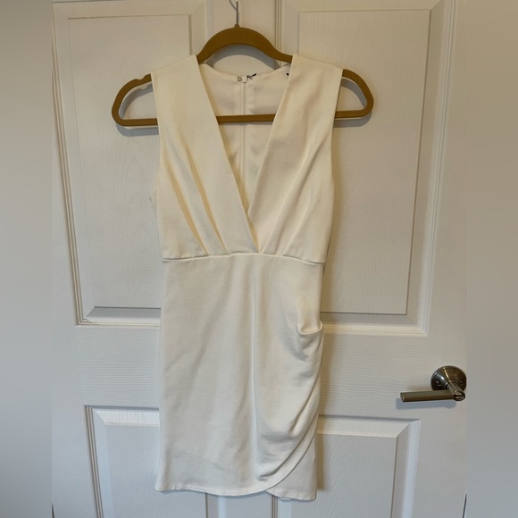 Lulu’s White Front Crossover Plunge Dress - Picture 1 of 6